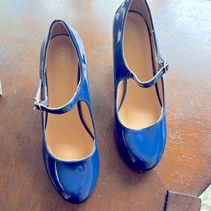 Royal blue patent leather. Never worn!